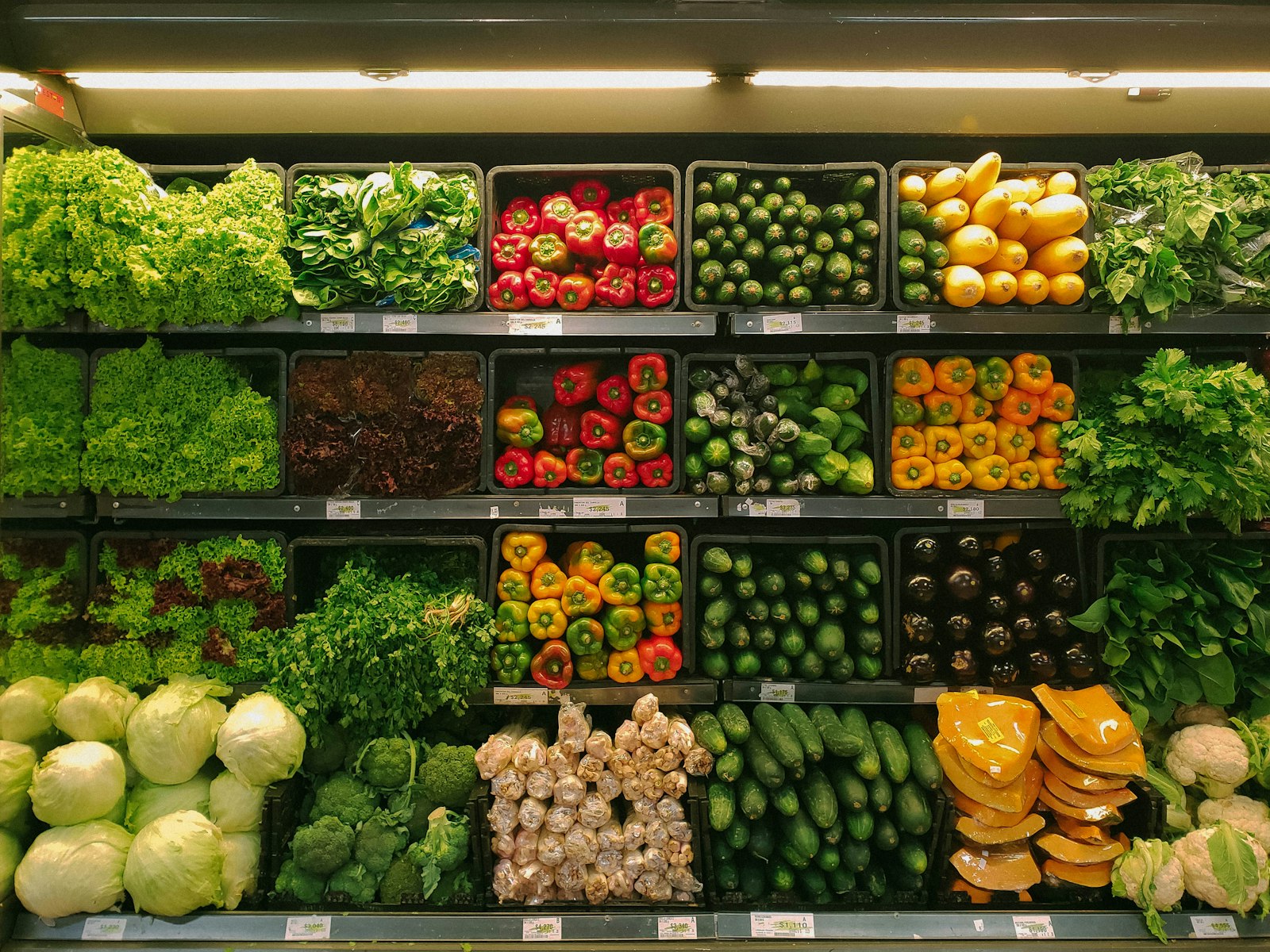 Fresh produce arranged at a market stall